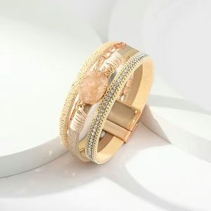 NWT Multilayer vegan faux leather stacked druzy bohemian bracelet new with tags